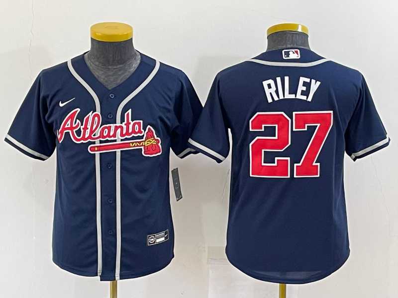 Youth Atlanta Braves #27 Austin Riley Navy Blue Stitched MLB Cool Base Nike Jersey->mlb youth jerseys->MLB Jersey